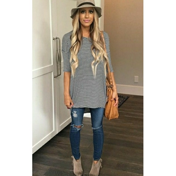 LuLaRoe Tops - 🚫 SOLD Lularoe Irma Striped Black White Medium